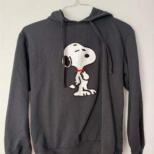 Peanuts Black Hoodie with Snoopy Design Girls Large